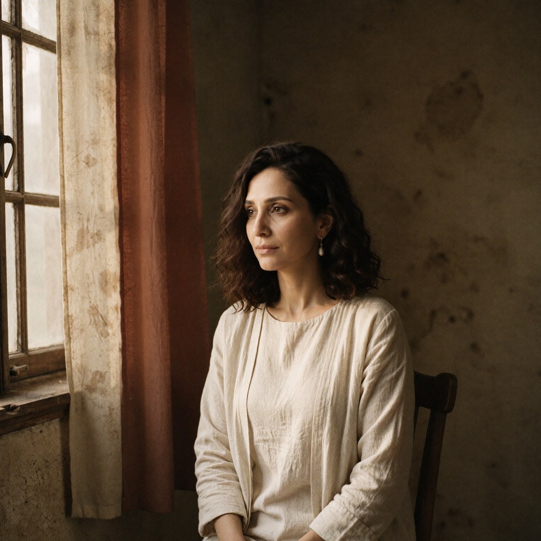 رنيم راوي قرب نافذة في غرفة قديمة / Raneem Rawi by a window in an old room