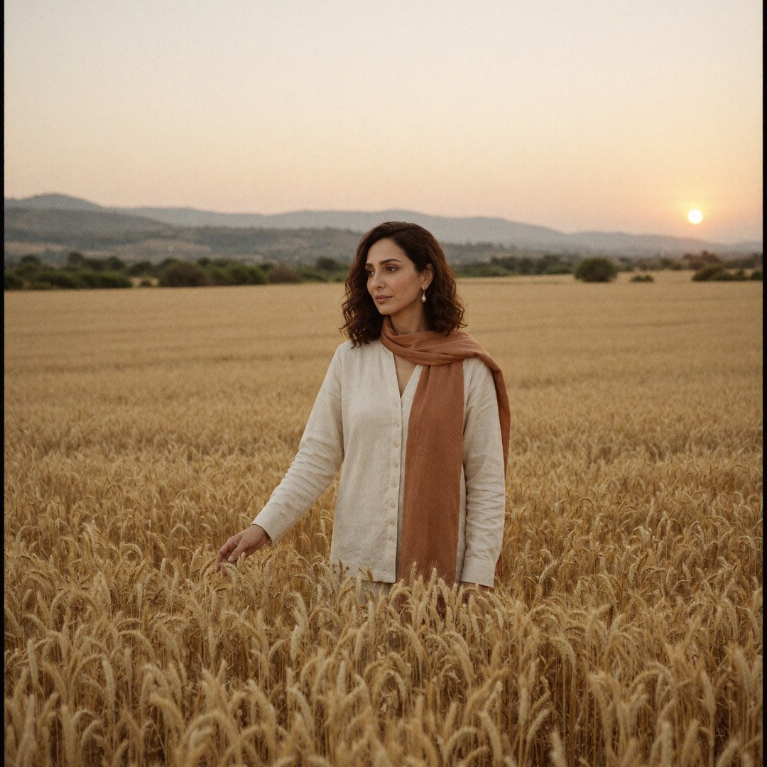 رنيم راوي في حقل قمح عند الغروب / Raneem Rawi in a wheat field at sunset